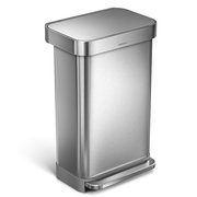 Simplehuman 45 L Rectangular Step Can, Brushed, Stainless Steel CW2024